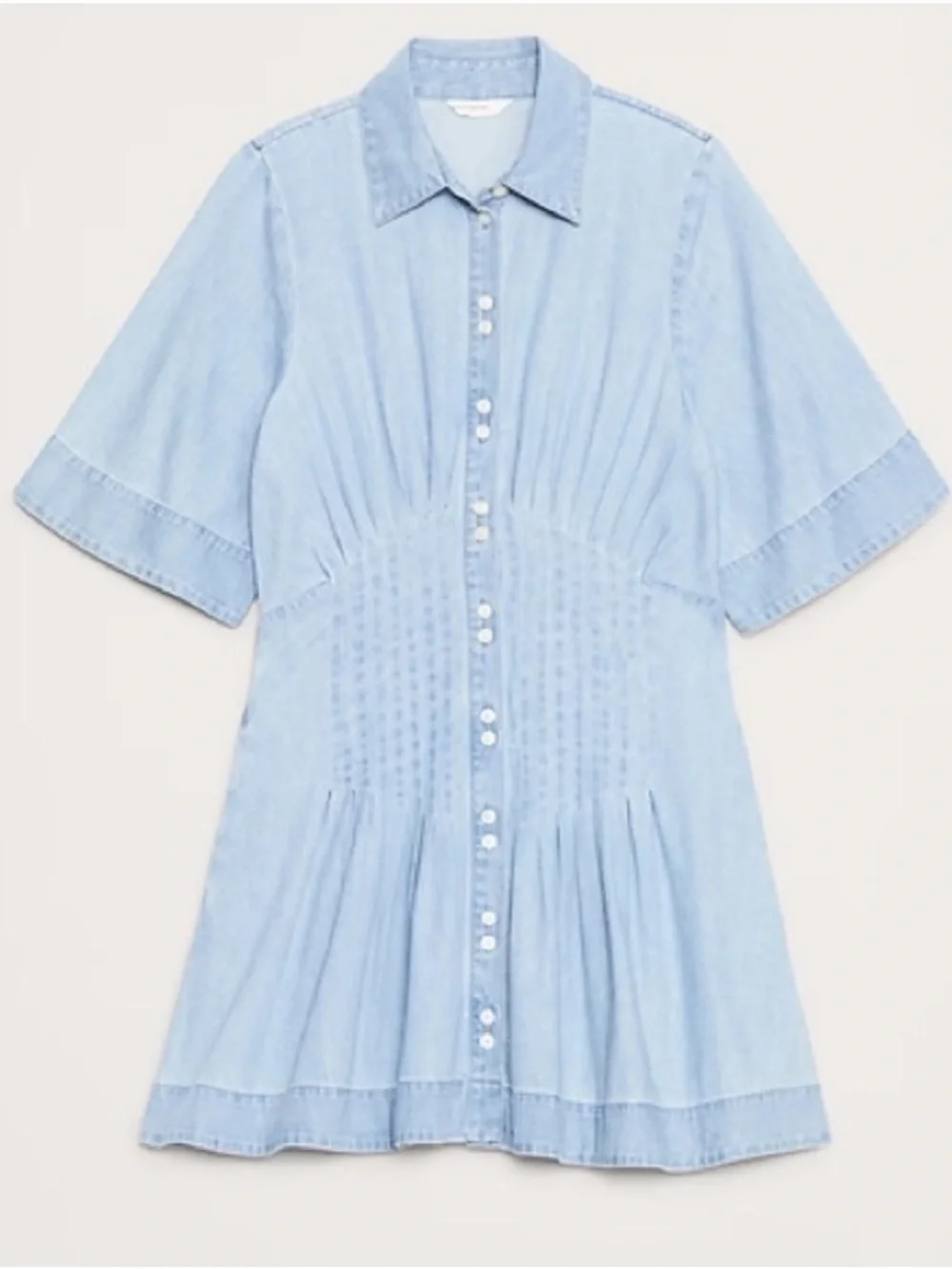 Banana Republic Indigo Light Blue Denim Chambray Pintuck Shirt Dress Size M NWT - Picture 4 of 14